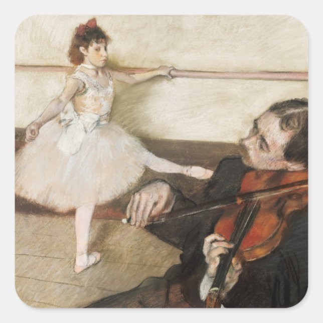 Edgar Degas Dance lesson. Vintage impressionism Square Sticker (Front)