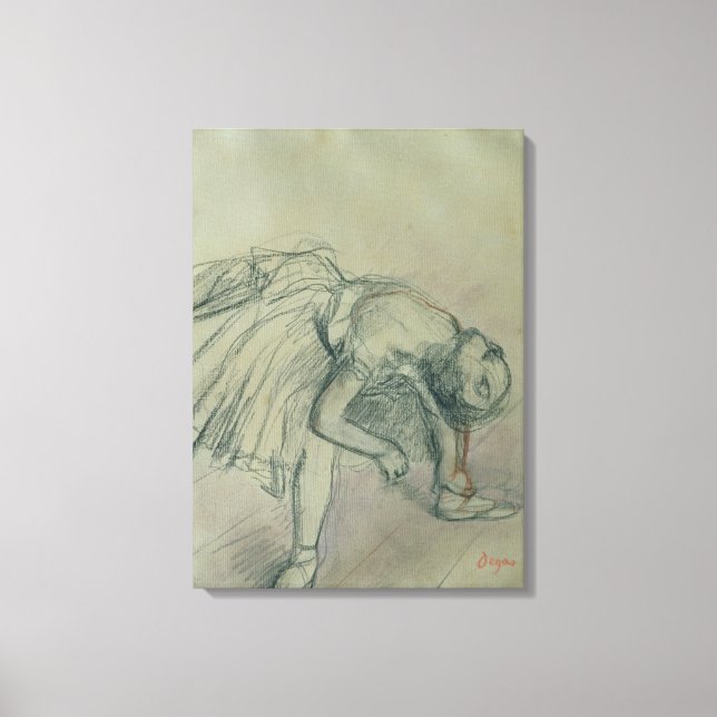 Edgar Degas | Dancer Fixing her Slipper, c.1865 Canvas Print (Front)