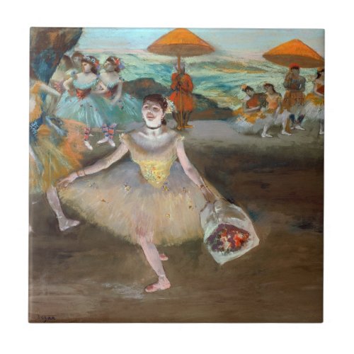Edgar Degas _ Dancer with Bouquet Bowing on Stage Ceramic Tile