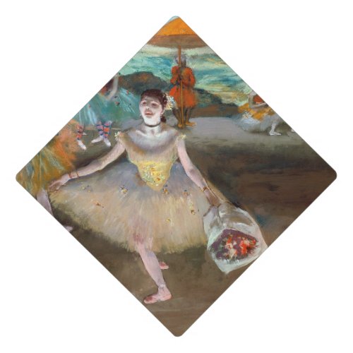 Edgar Degas _ Dancer with Bouquet Bowing on Stage Graduation Cap Topper
