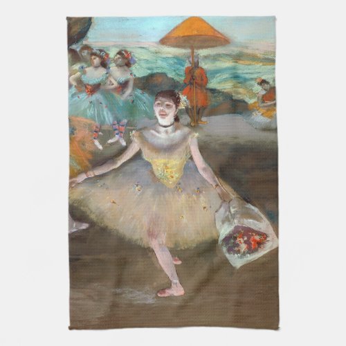 Edgar Degas _ Dancer with Bouquet Bowing on Stage Kitchen Towel