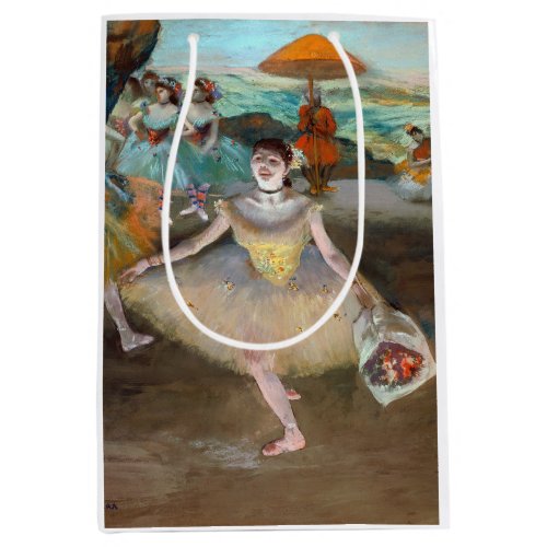 Edgar Degas _ Dancer with Bouquet Bowing on Stage Medium Gift Bag