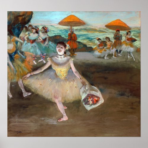 Edgar Degas _ Dancer with Bouquet Bowing on Stage Poster