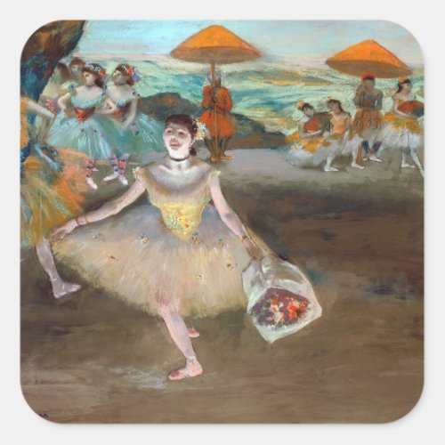 Edgar Degas _ Dancer with Bouquet Bowing on Stage Square Sticker
