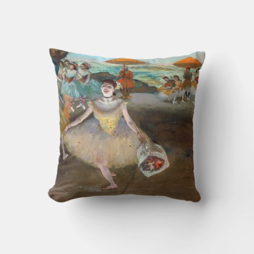 Edgar Degas _ Dancer with Bouquet Bowing on Stage Throw Pillow