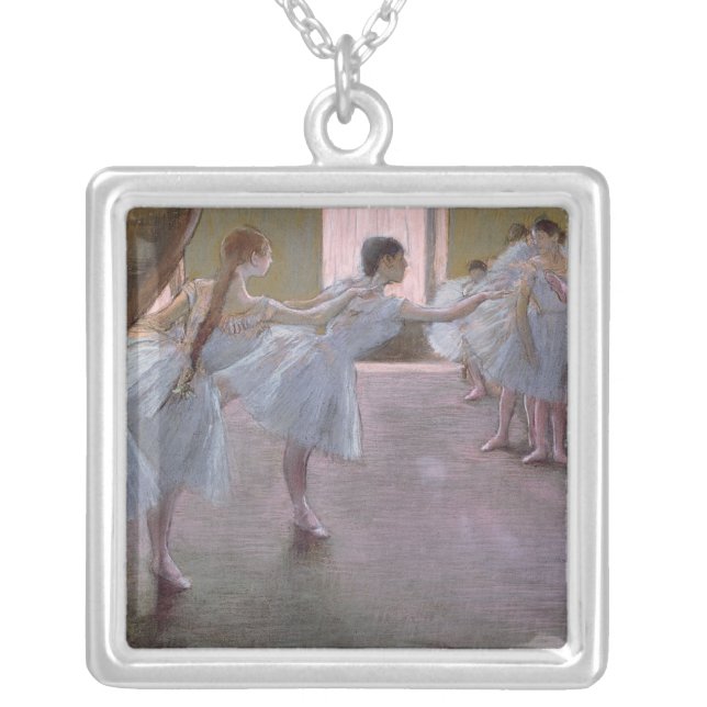 Edgar Degas | Dancers at Rehearsal, 1875-1877 Silver Plated Necklace (Front)