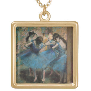 Edgar Degas   Dancers in blue, 1890 Gold Plated Necklace