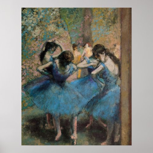 Edgar Degas  Dancers in blue 1890 Poster
