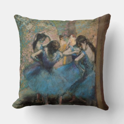 Edgar Degas  Dancers in blue 1890 Throw Pillow