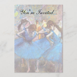 Edgar Degas - Dancers In Blue - Ballet Dance Lover Invitation