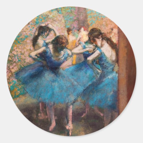 Edgar Degas _ Dancers in blue Classic Round Sticker