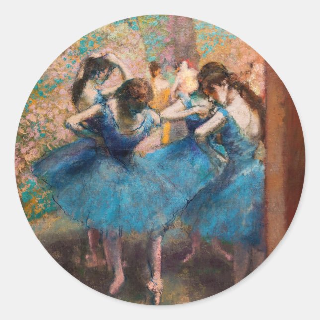 Edgar Degas - Dancers in blue Classic Round Sticker (Front)