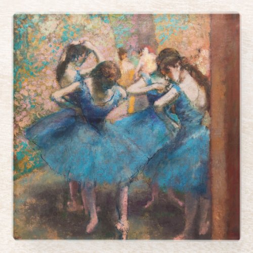 Edgar Degas _ Dancers in blue Glass Coaster