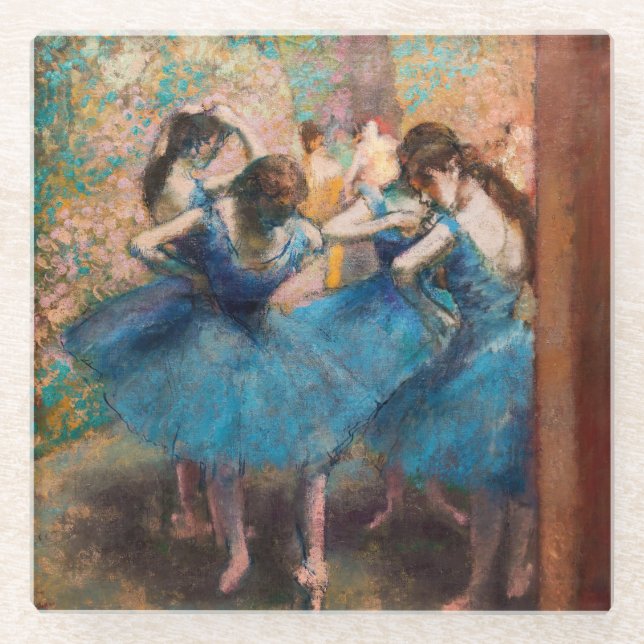 Edgar Degas - Dancers in blue Glass Coaster (Front)