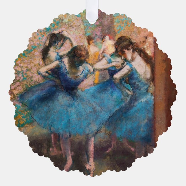 Edgar Degas - Dancers in blue Ornament Card (Front)