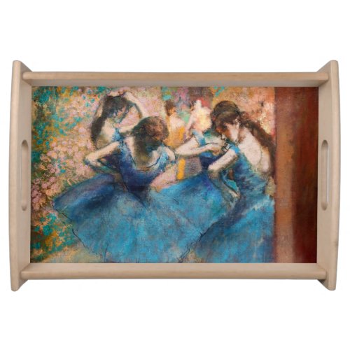 Edgar Degas _ Dancers in blue Serving Tray