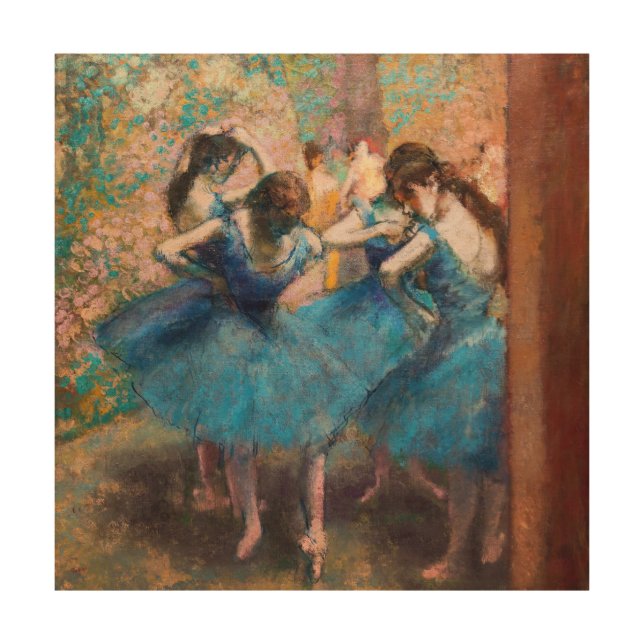 Edgar Degas - Dancers in blue Wood Wall Art (Front)