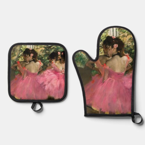 Edgar Degas _ Dancers in pink Oven Mitt  Pot Holder Set