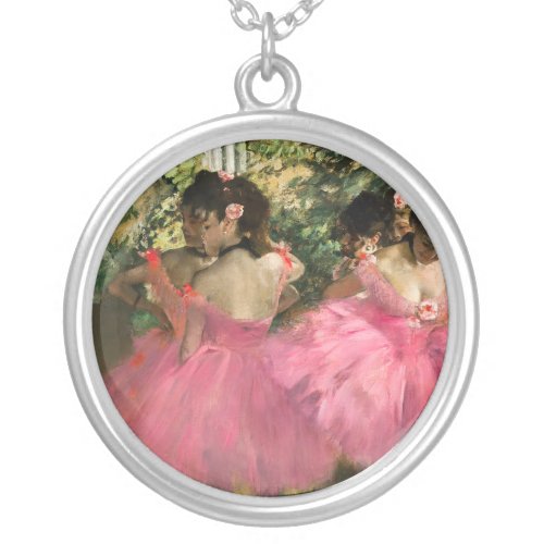 Edgar Degas _ Dancers in pink Silver Plated Necklace