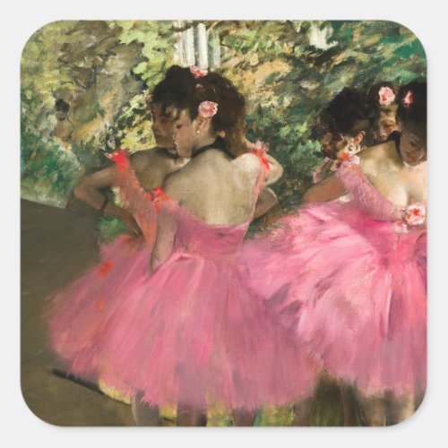 Edgar Degas _ Dancers in pink Square Sticker