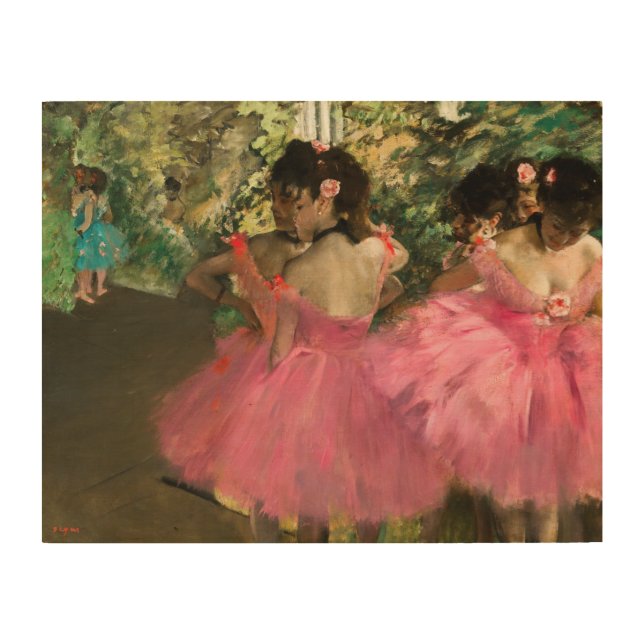 Edgar Degas - Dancers in pink Wood Wall Art (Front)