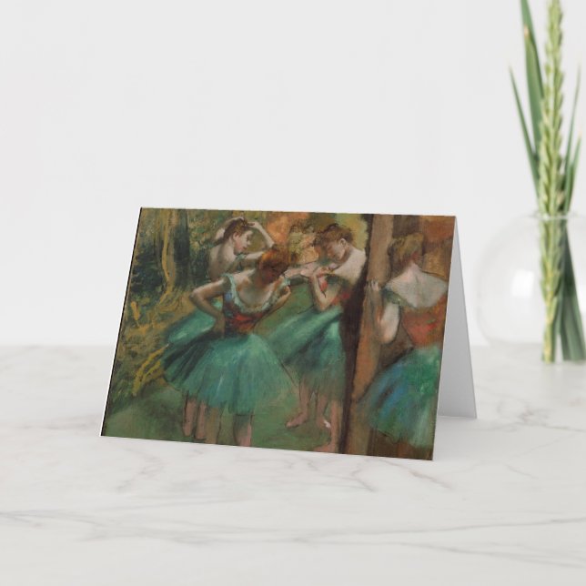 Edgar Degas Dancers Pink and Green Greeting Card (Front)