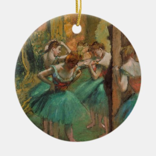 Edgar Degas Dancers Pink and Green Impressionist Ceramic Ornament