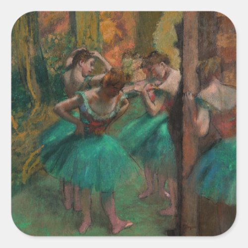 Edgar Degas _ Dancers Pink and Green Square Sticker