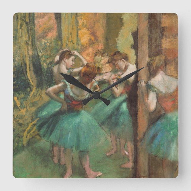 Edgar Degas - Dancers, Pink And Green Square Wall Clock (Front)