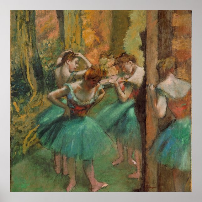 Edgar Degas Dancers Pink in Green Impressionist Poster (Front)