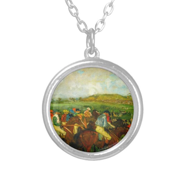 Edgar Degas Horseback Riding Silver Plated Necklace (Front)