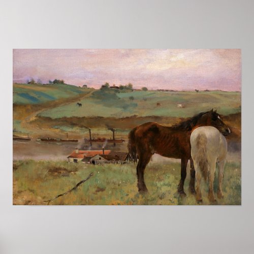 Edgar Degas _ Horses in a Meadow Poster