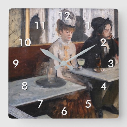 Edgar Degas _ In a Cafe  The Absinthe Square Wall Clock