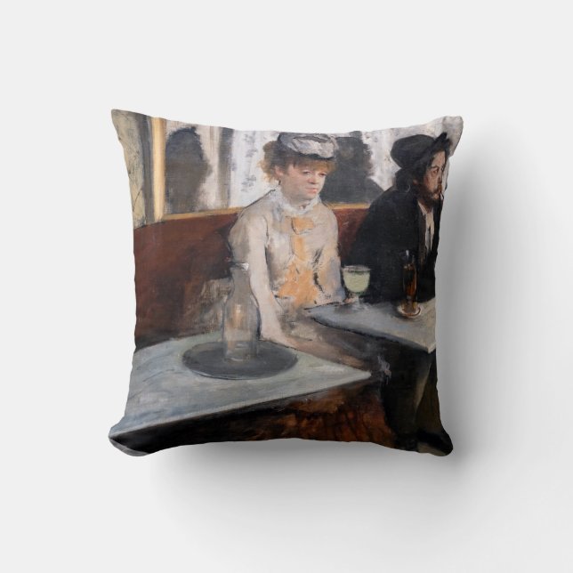 Edgar Degas - In a Cafe / The Absinthe Throw Pillow (Front)