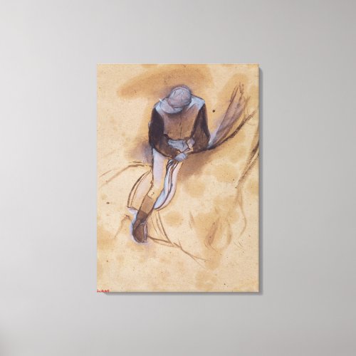 Edgar Degas  Jockey flexed forward standing Canvas Print