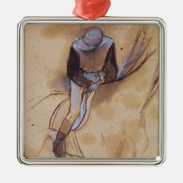 Edgar Degas | Jockey flexed forward standing Metal Ornament (Front)