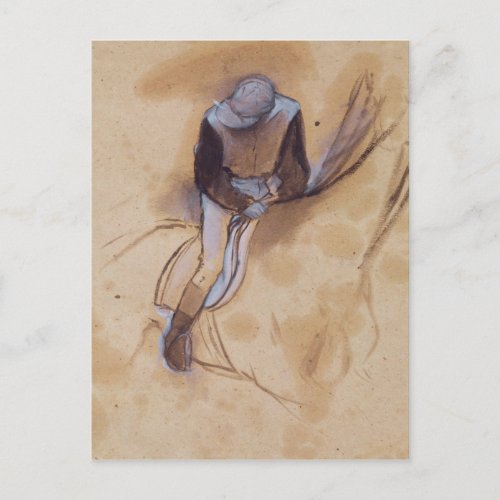 Edgar Degas  Jockey flexed forward standing Postcard