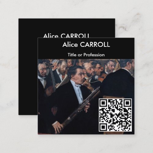 Edgar Degas _ Orchestra at the Opera _ QR Code Square Business Card