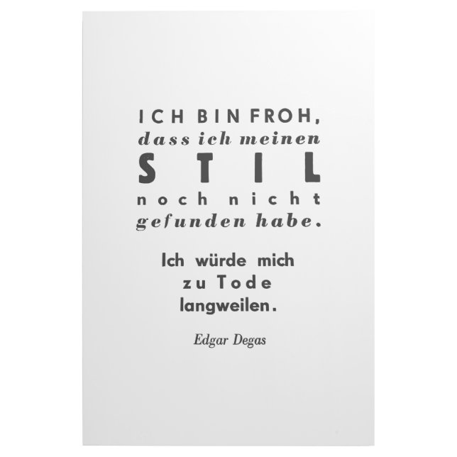 Edgar Degas Quote in German Lead Typesetting Print (Front)