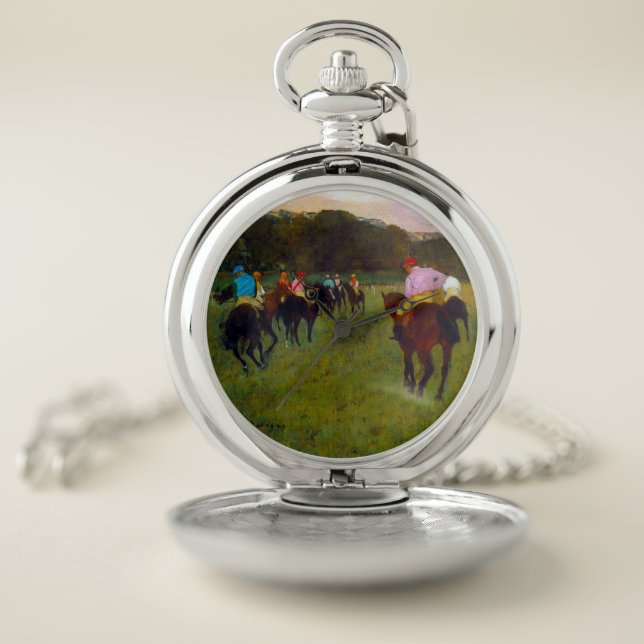 Edgar Degas Race Horses at Longchamp Pocket Watch (Inside)