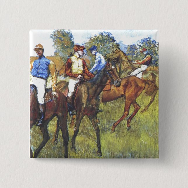 Edgar Degas - Race Horses Jockey Trees Rennpferde Pinback Button (Front)