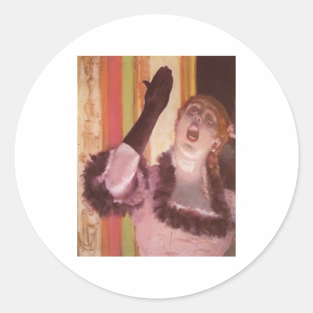Edgar Degas - Singer with Glove 1878 Woman Flower Classic Round Sticker (Front)