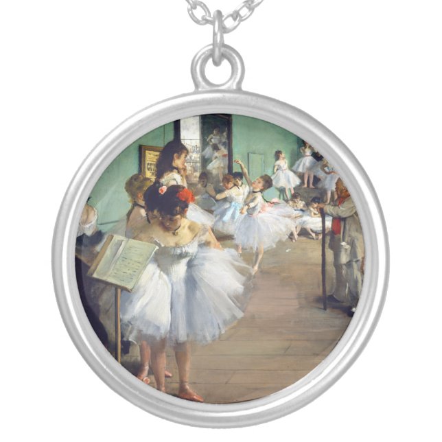 Edgar Degas - The Dance Class Silver Plated Necklace (Front)