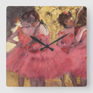Edgar Degas The Pink Dancers  Square Wall Clock