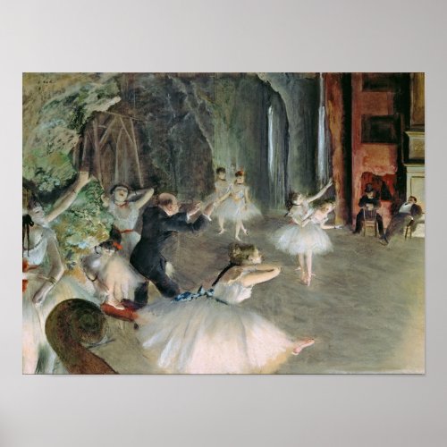 Edgar Degas  The Rehearsal of the Ballet on Stage Poster
