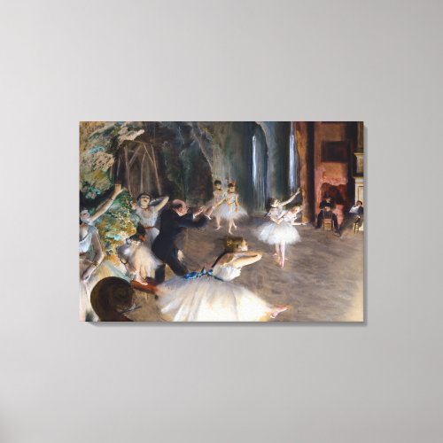 Edgar Degas _ The Rehearsal of the Ballet Onstage Canvas Print