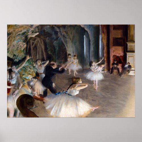 Edgar Degas _ The Rehearsal of the Ballet Onstage Poster