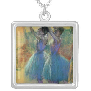 Edgar Degas   Two Blue Dancers Silver Plated Necklace