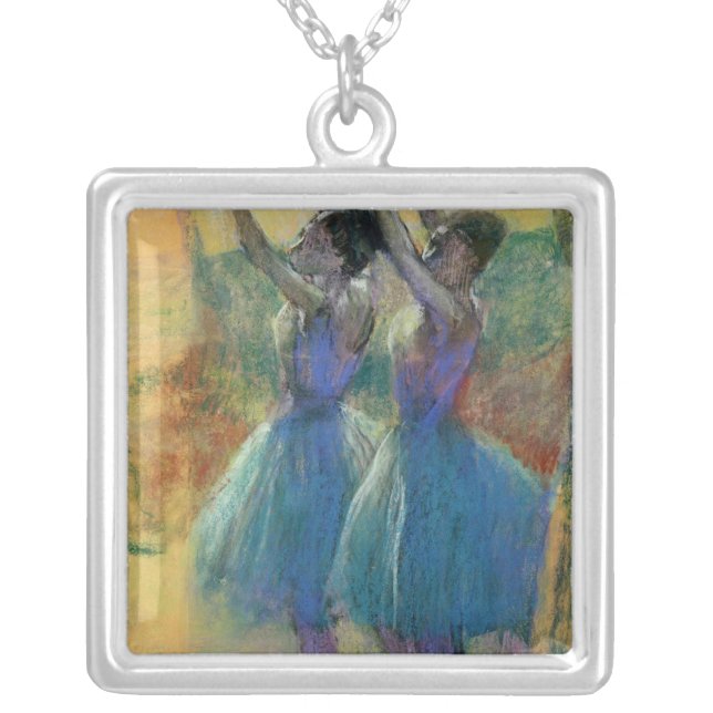 Edgar Degas | Two Blue Dancers Silver Plated Necklace (Front)