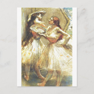 Edgar Degas Two dancer Women Fan Dress Bow Tutu Postcard